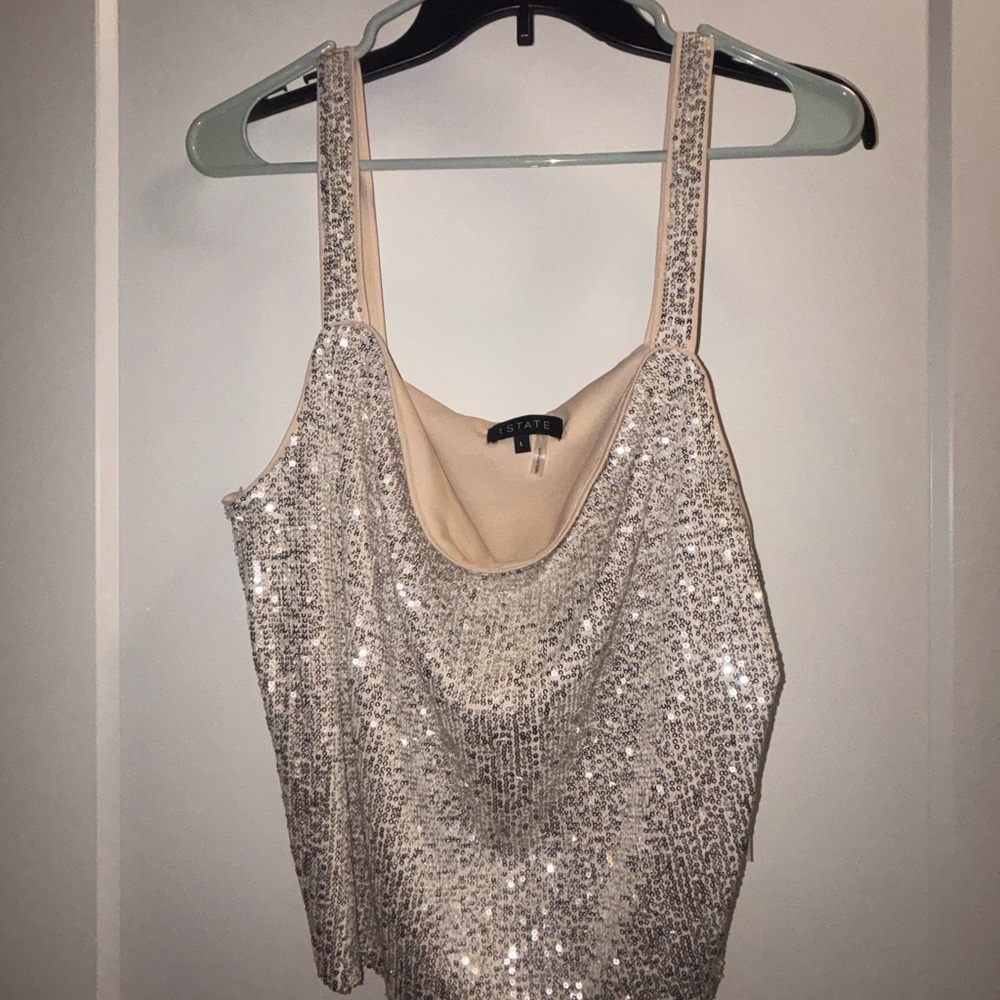 1 State Brand New Sequin Tank Top in Champagne